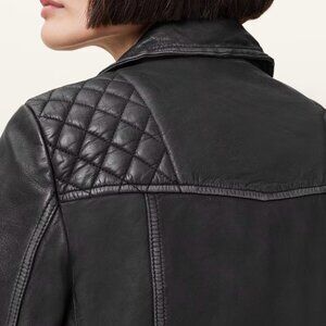 All Saints Cargo Distressed Leather Biker Jacket